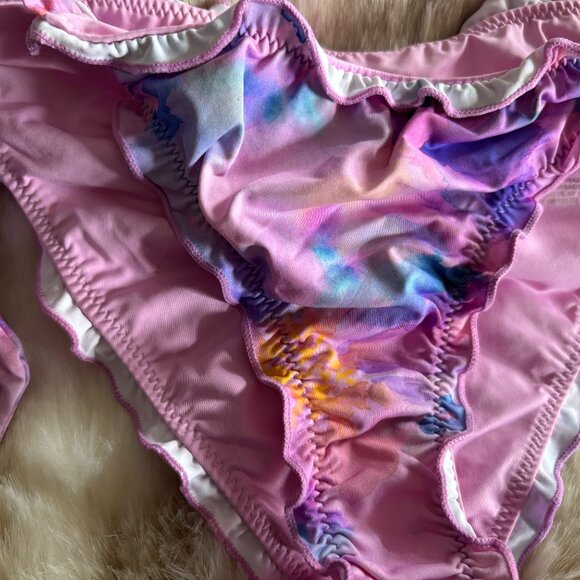 Frankies Bikinis Colby Cheeky Ruffled Bikini Bottom in Watercolor Floral, XS - Picture 4 of 6